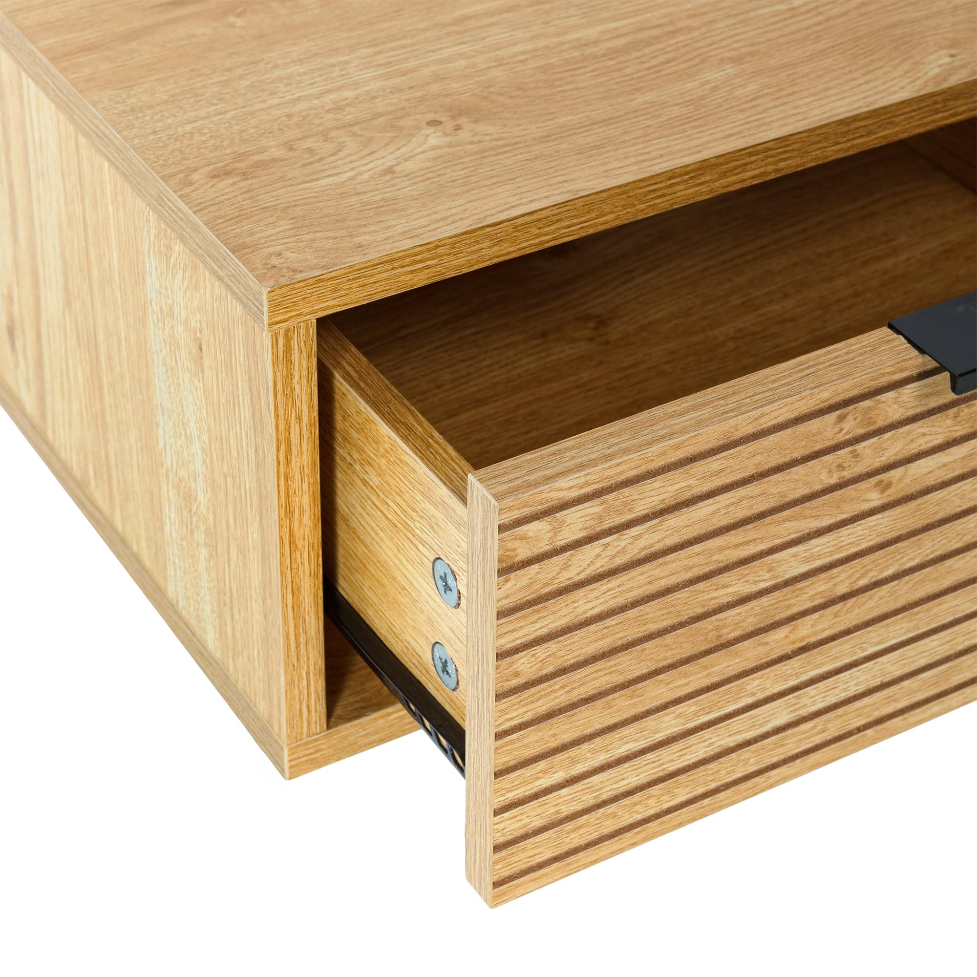 HOMN LIVING Juego 2 mesitas de Noche Flotante Mónica 1 cajón Color Roble, 40 cm (Ancho) 35 cm (Profundo) 19 cm (Altura)