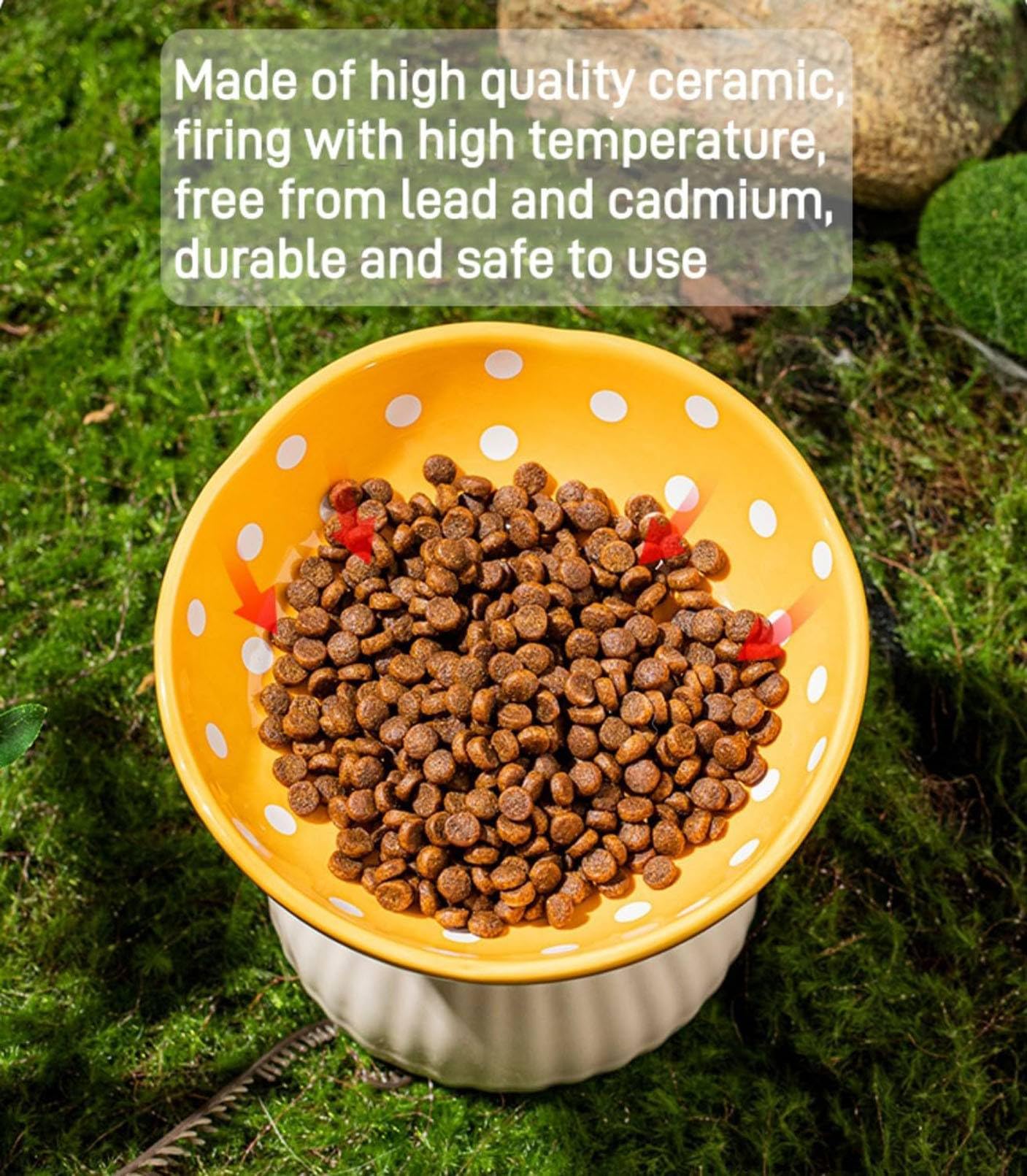 Générique Gamelle Chat Céramique Surélevée Anti-Vomissement Anti Glouton, Bol Eau et Nourriture pour Chats Adultes et Chatons, Design Pratique et Stable A,S