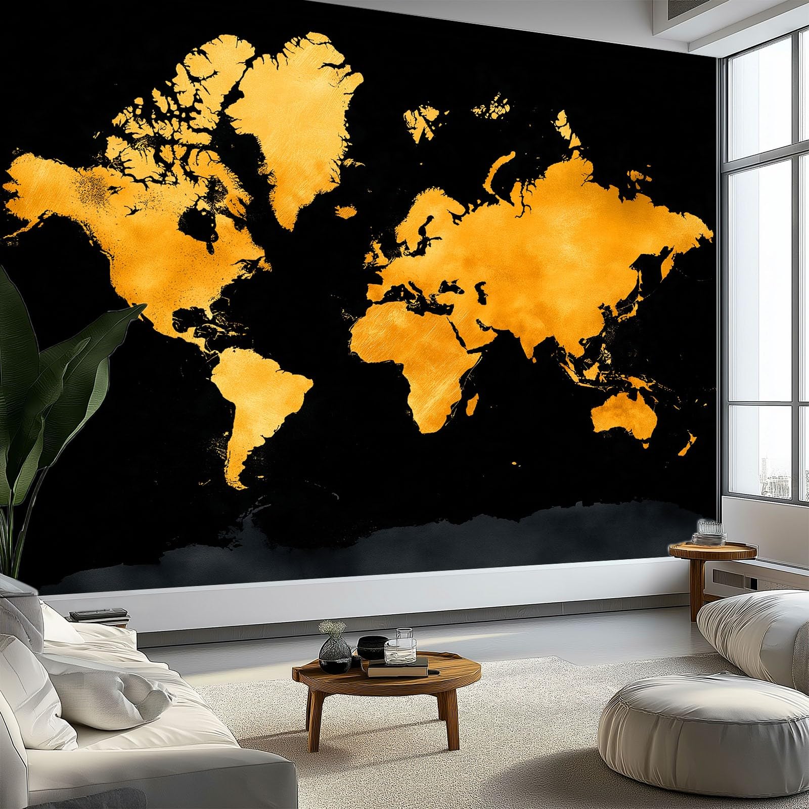 Générique Tapeta ścienna do sypialni minimalistyczna mapa świata 350 x 256 cm, plakat ścienny obrazy ścienne gobelin czarny salon pokój dziecięcy tło tapeta panoramiczna