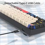 Clavier de jeu mécanique orange 60 Pourcentage, Commutateur rouge RGB clavier 60%, 61 Clés Petit clavier filaire, PBT Captures de clés anti-hébergement Mini Clavier pour le jeu/bureau (61 Carbone)