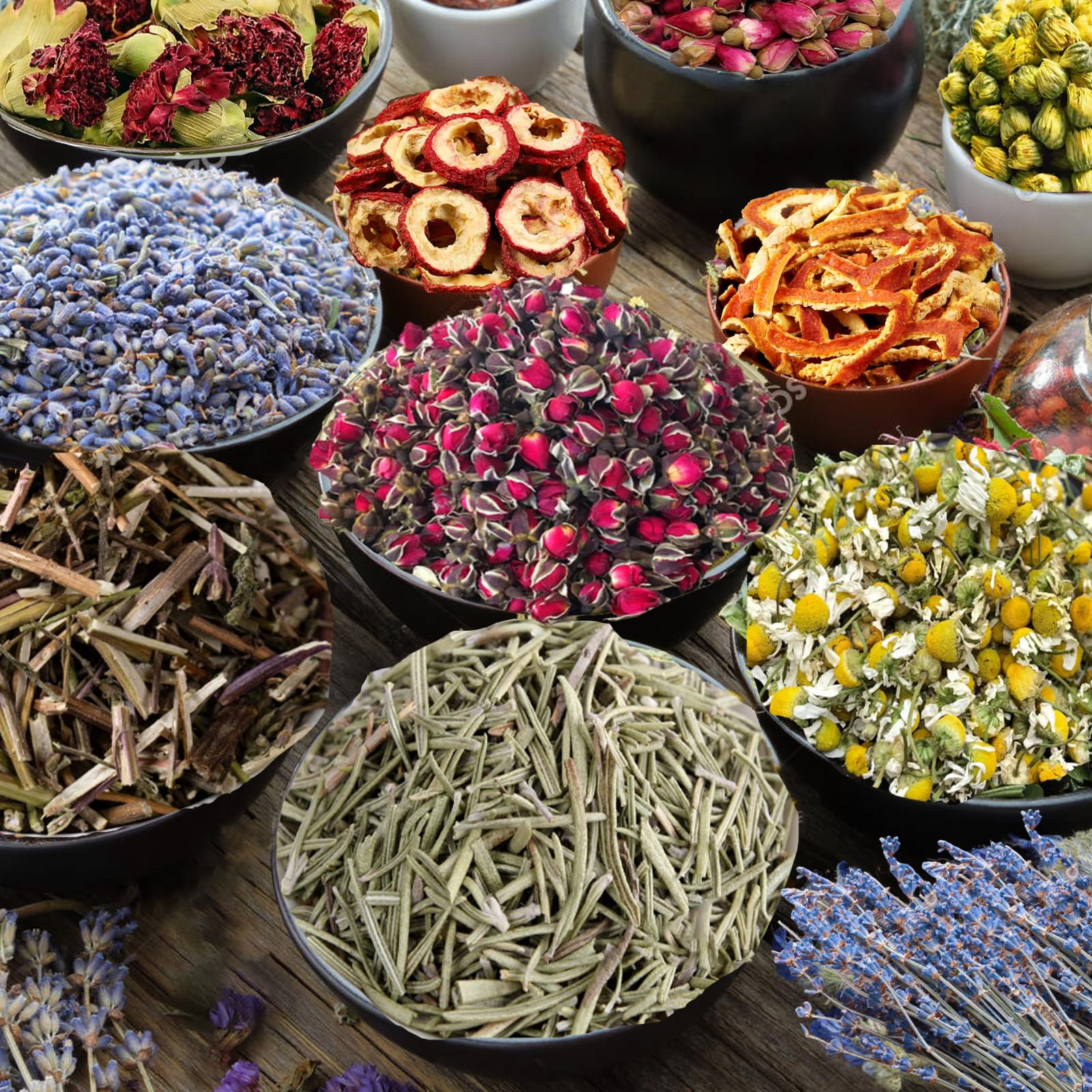 Wicca Supplies zestaw ziół czarownica początkujący suszone kwiaty luzem zioła zestaw upominkowy dla Wicka, pogański, rytuały Wicca, magiczne zaklęcia, artykuły ołtarzowe lecznicze naturalne zioła