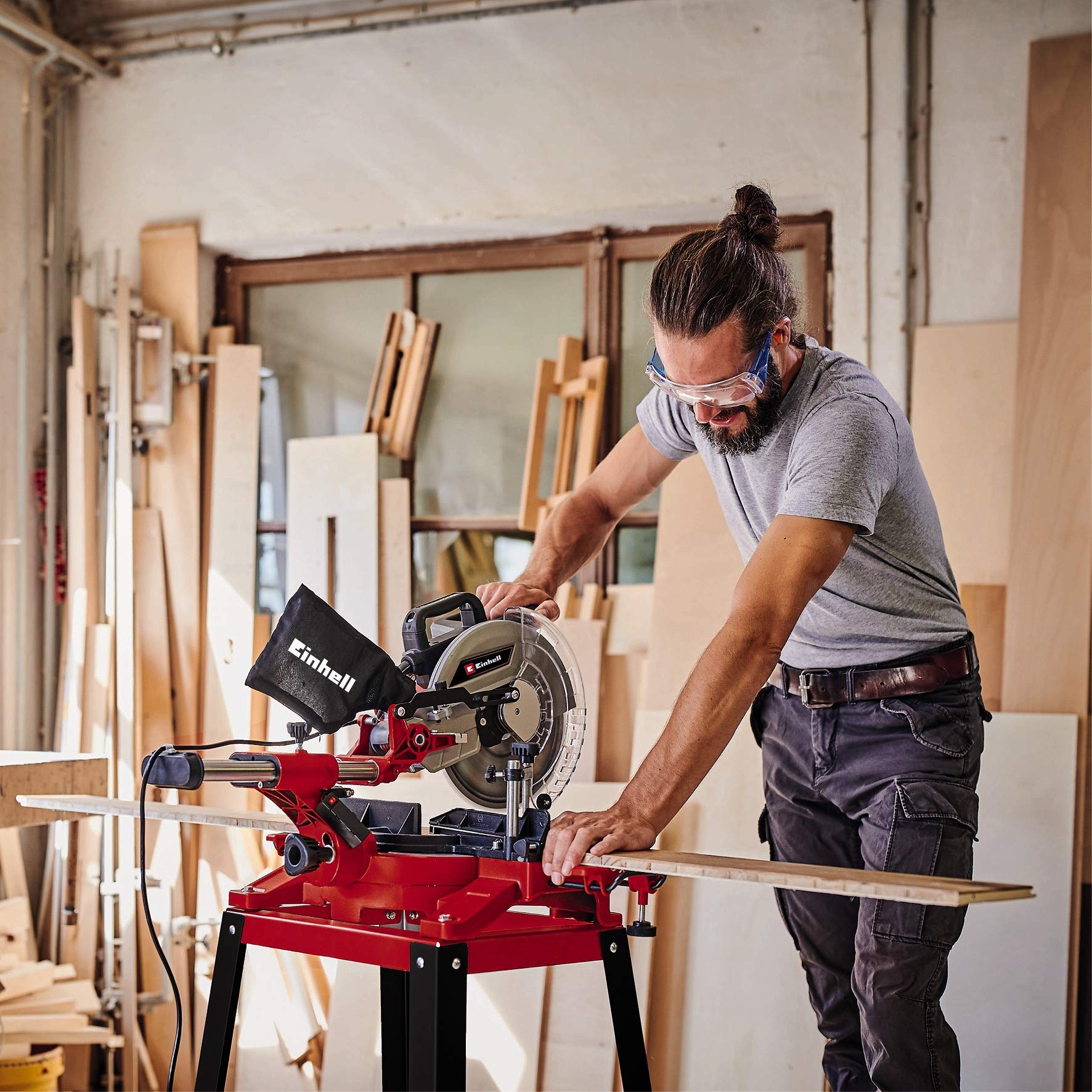 Einhell TC-SM 2531/2 U Troncatrice radiale (230-240 V, 1900 W, giri al min. 4800, lama Ø254 x ø30-60 denti, inclinabile sinistra 0-45°, taglio max 310 x 70 mm, con banchetto)