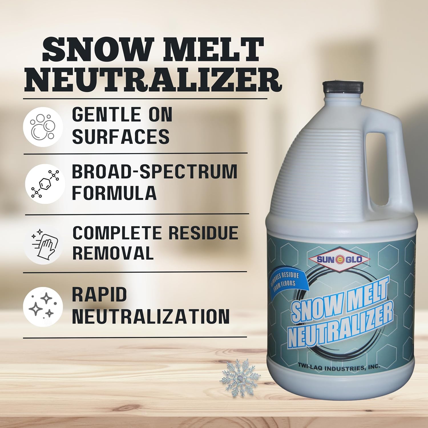 SUN-GLO Snow Melt Neutralizer - Efficient Ice Dissolving Solution for Walkways and Driveways (4x1 Gallon Case)