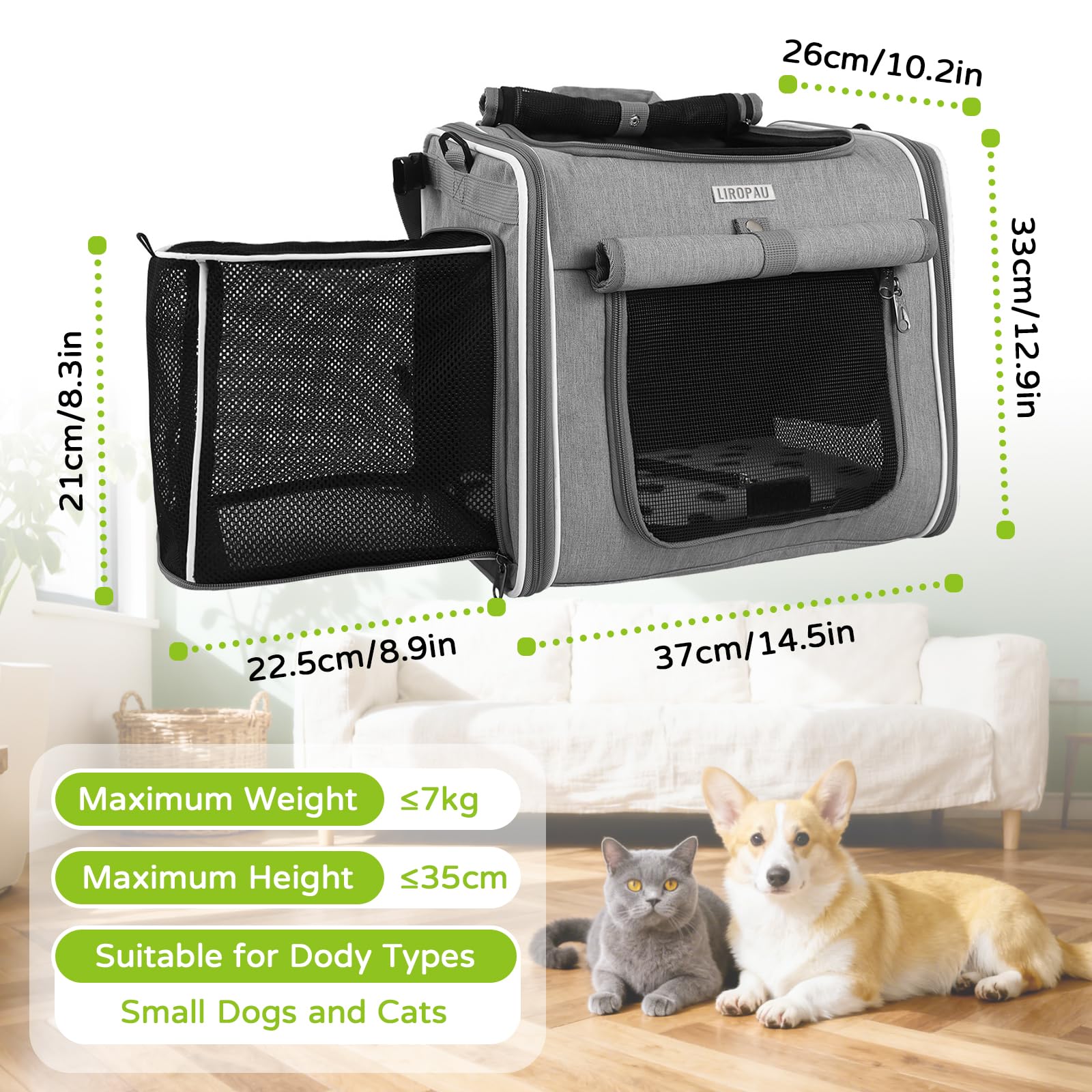 Cesta de bicicleta para perro, cesta delantera con 4 puertas abiertas, 4 ventanas de malla, cesta de bicicleta extensible y plegable en la parte delantera para gatos y perros de tamaño pequeño y