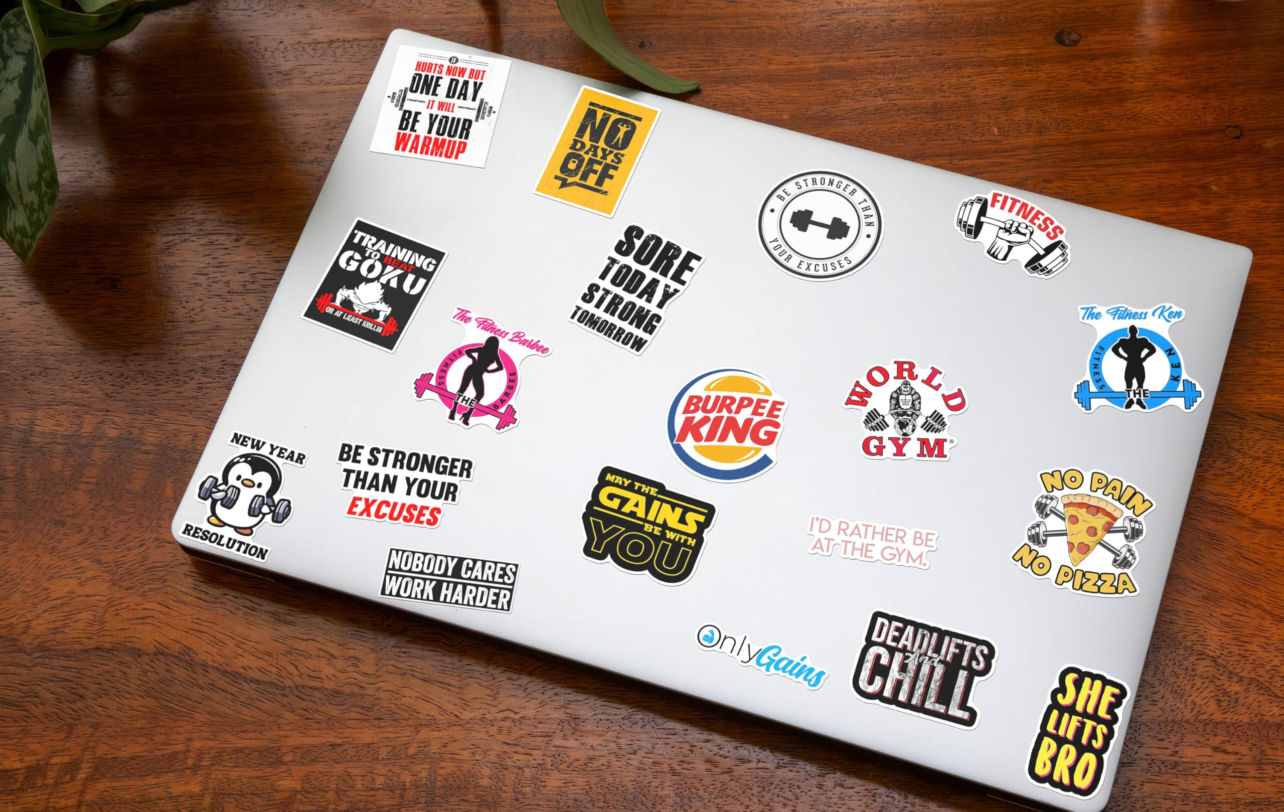 WallDesign Fitness Inspiration Sticker Set (38 Decals) - Durable, Laminated, Waterproof Decals for Mobile, Laptop, Bottle, Notebooks | Quality, Stylish Designs