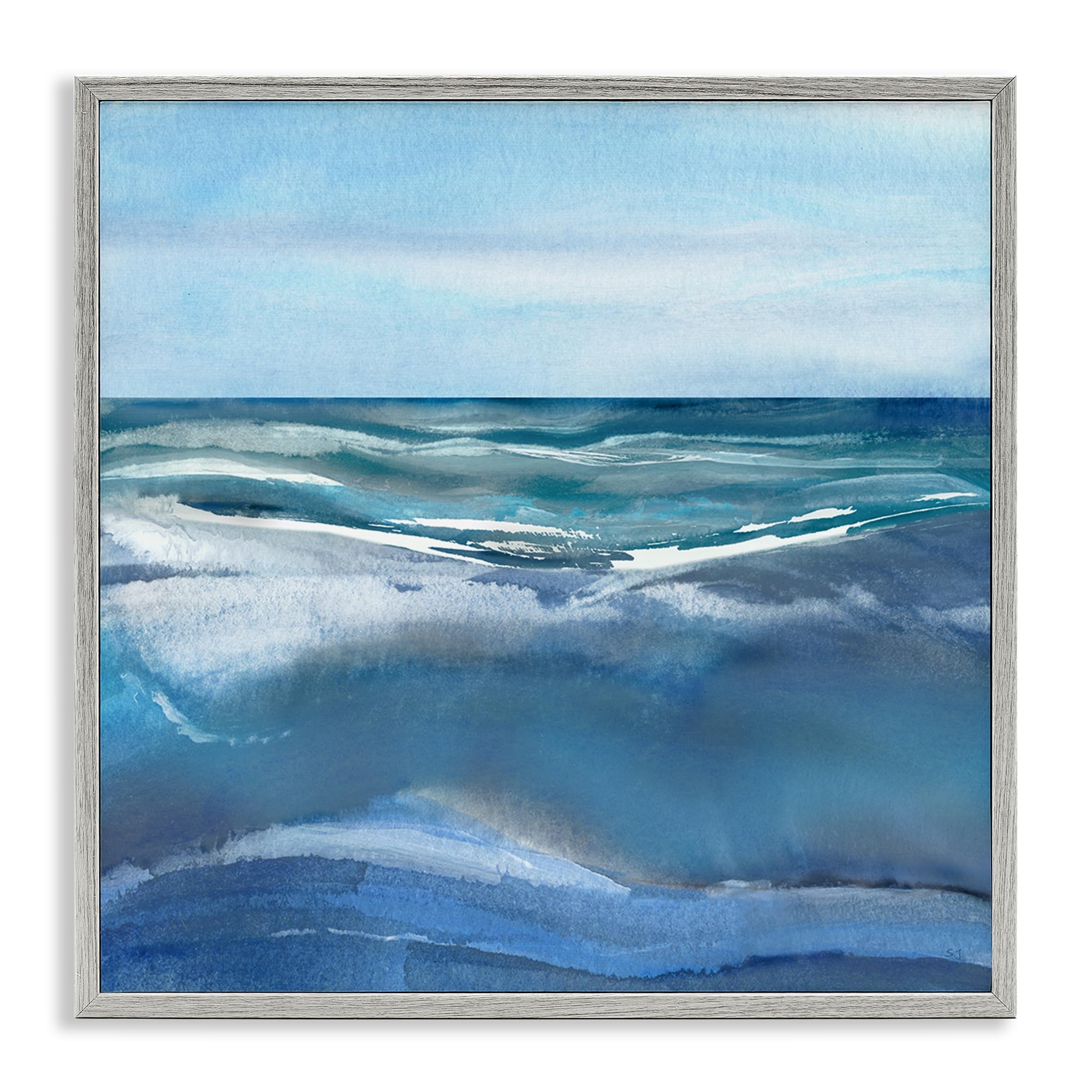 Calm Seas Soft Sky Coastal Horizon, 24 x 24 Inch Framed Giclée Print