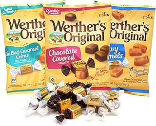 Werther's Caramel Candy Assortment, Individually Wrapped Pieces, Gourmet Chewy Candies, 2.22 and 2.4 Ounces (Pack of 3)