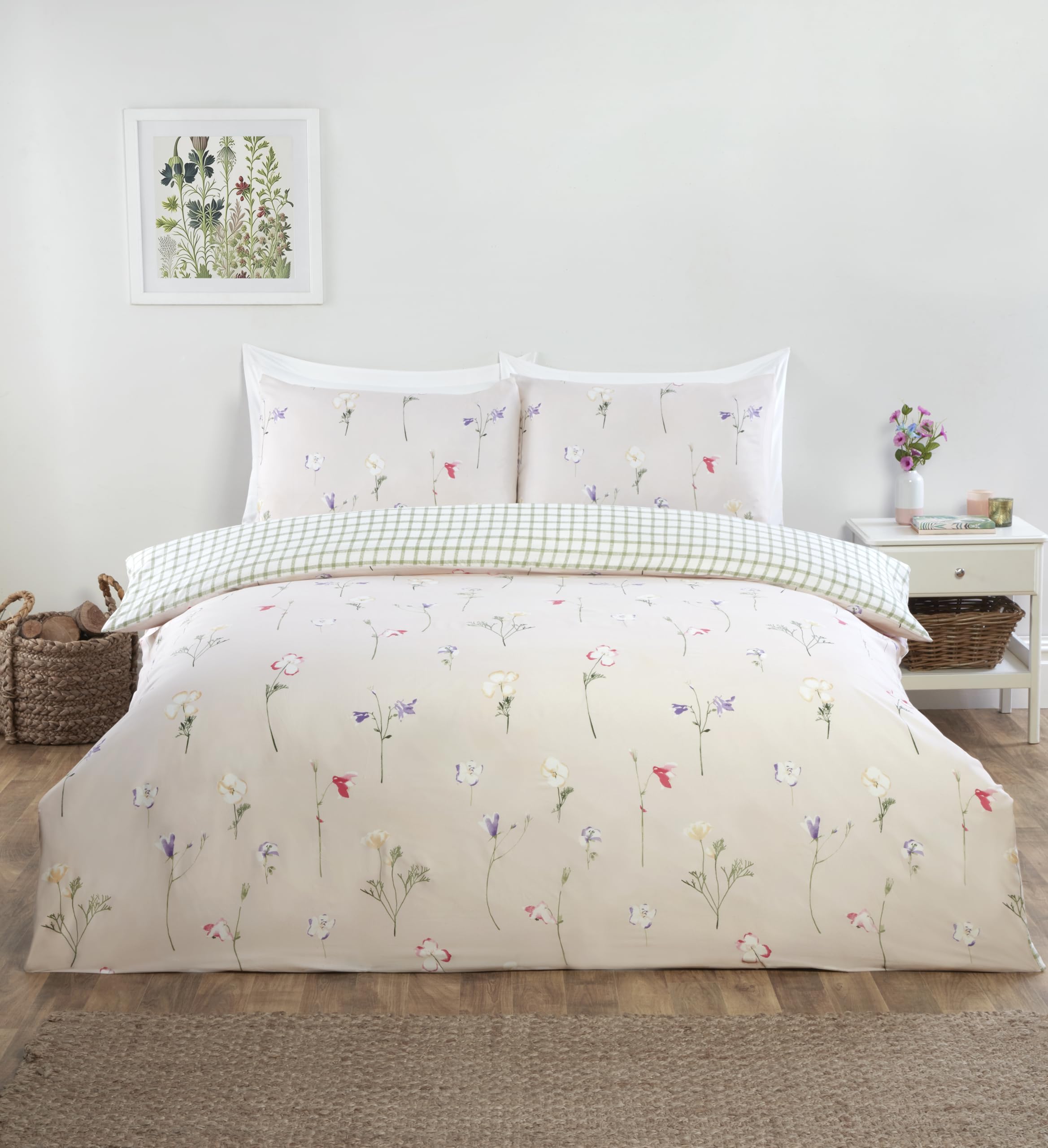 Rapport home Niamh Microfibre Full Bedding Set Single Multi Reversible Duvet Cover, Fitted Sheet with matching Pillowcases