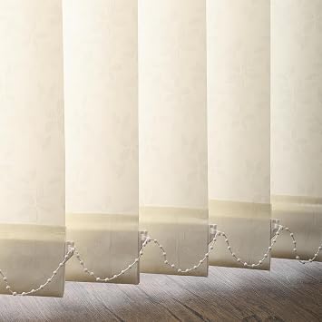 No Drill No Tools Cordless Vertical Window Blinds Shades for Home, Good for Big Windows, Sliding Glass Doors, Room Divider, Filter The Light into Room by Turn The Slat, Light Cream