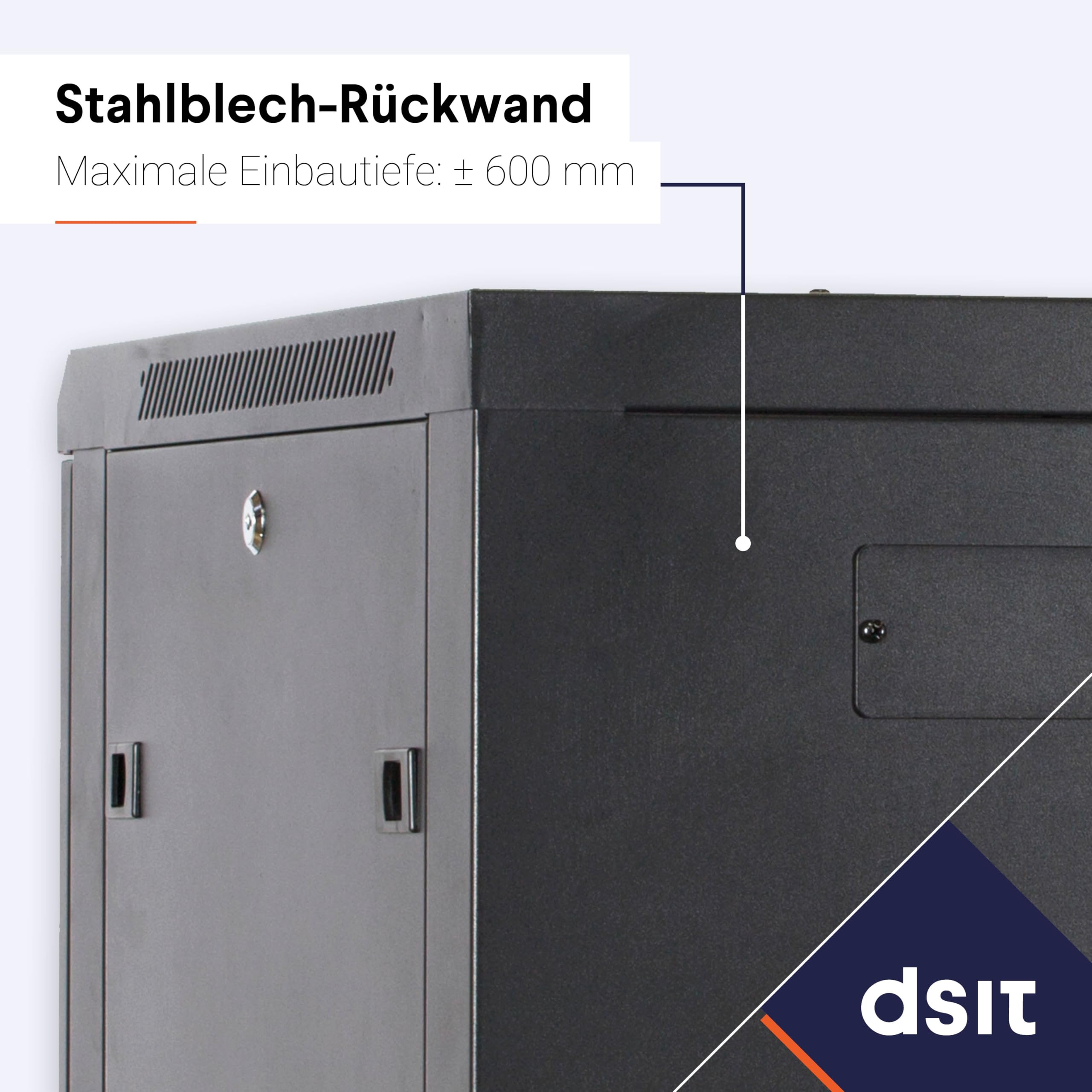 18HE 19 Zoll Serverschrank - Glastür - (BxTxH) 800x800x1000mm - Schwarz