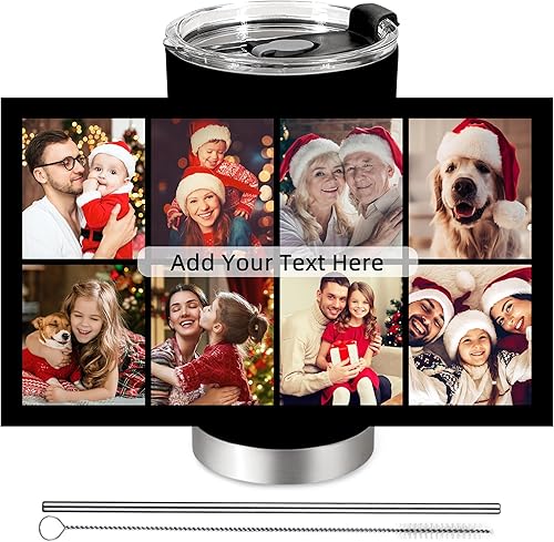 Miniatura 1 de Vaso personalizado con texto fotográfico, vaso de acero inoxidable con pajilla, taza de café divertida personalizada, regalos para aniversario,