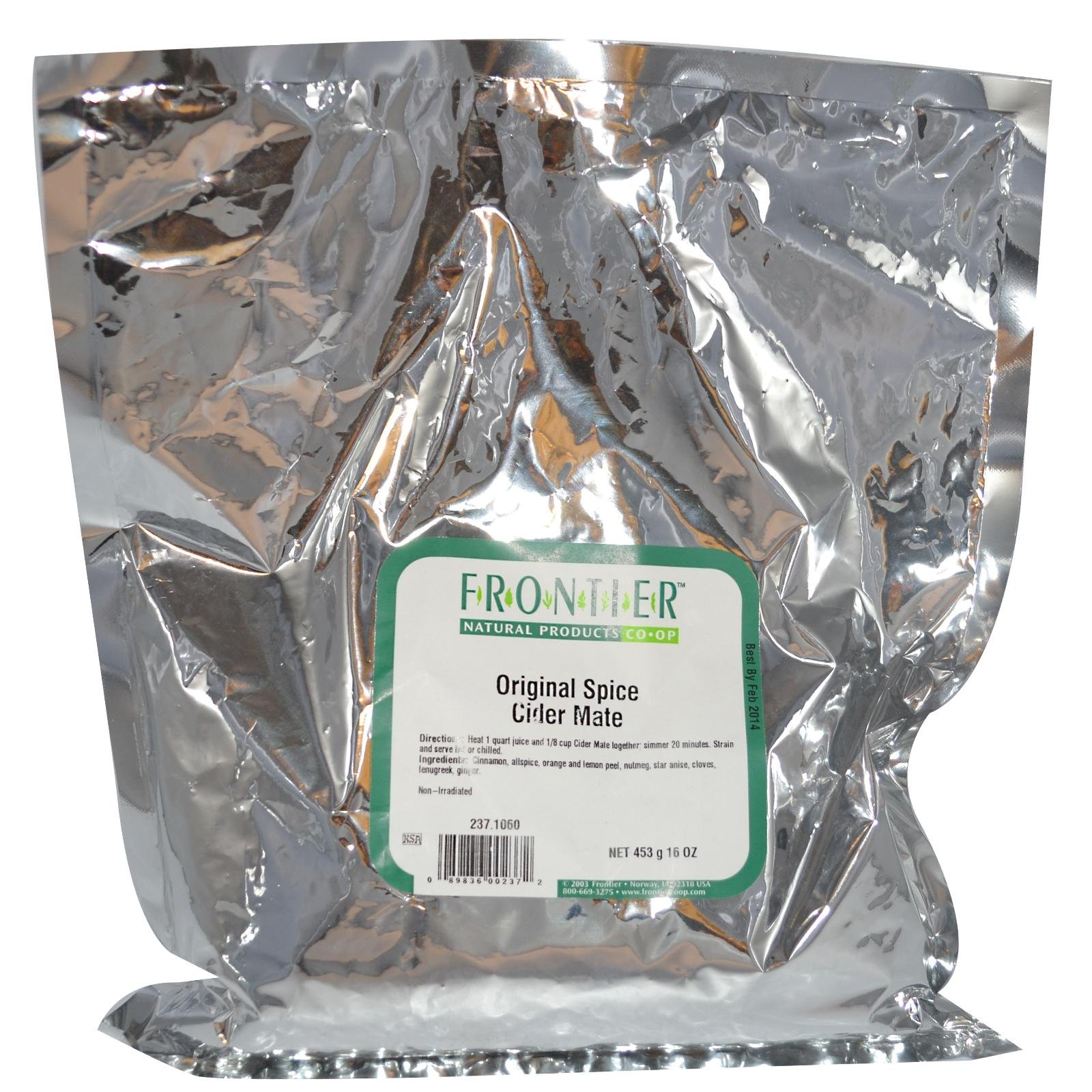 Frontier Co-op Organic Mulled Cider Mix, 1-pound Bulk Bag, Warm up Fragrant Cinnamon, Orange Peel, Allspice, Cloves, Ginger