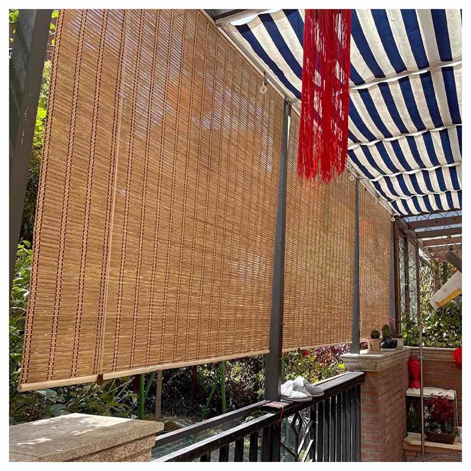 Rolgordijnen,Natuurlijke Bamboe Rolgordijn,Lichtfilterjaloezieën Voor Ramen,Ademende Zonwering Voor Binnen Buiten,Retro Decoratieve Bamboe Gordijn,Vouwgordijnen Met Lifter,W×H-50×220cm/20×87in