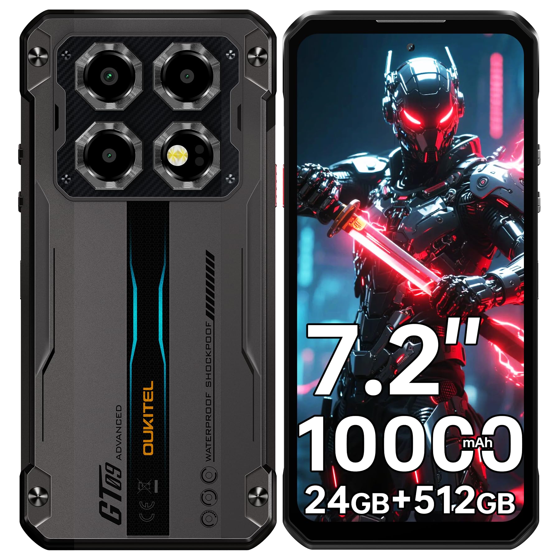 WP60 Android 16 Rugged Phone Unlocked, 7.2"Display, 24GB+512GB,10000mAh/33W