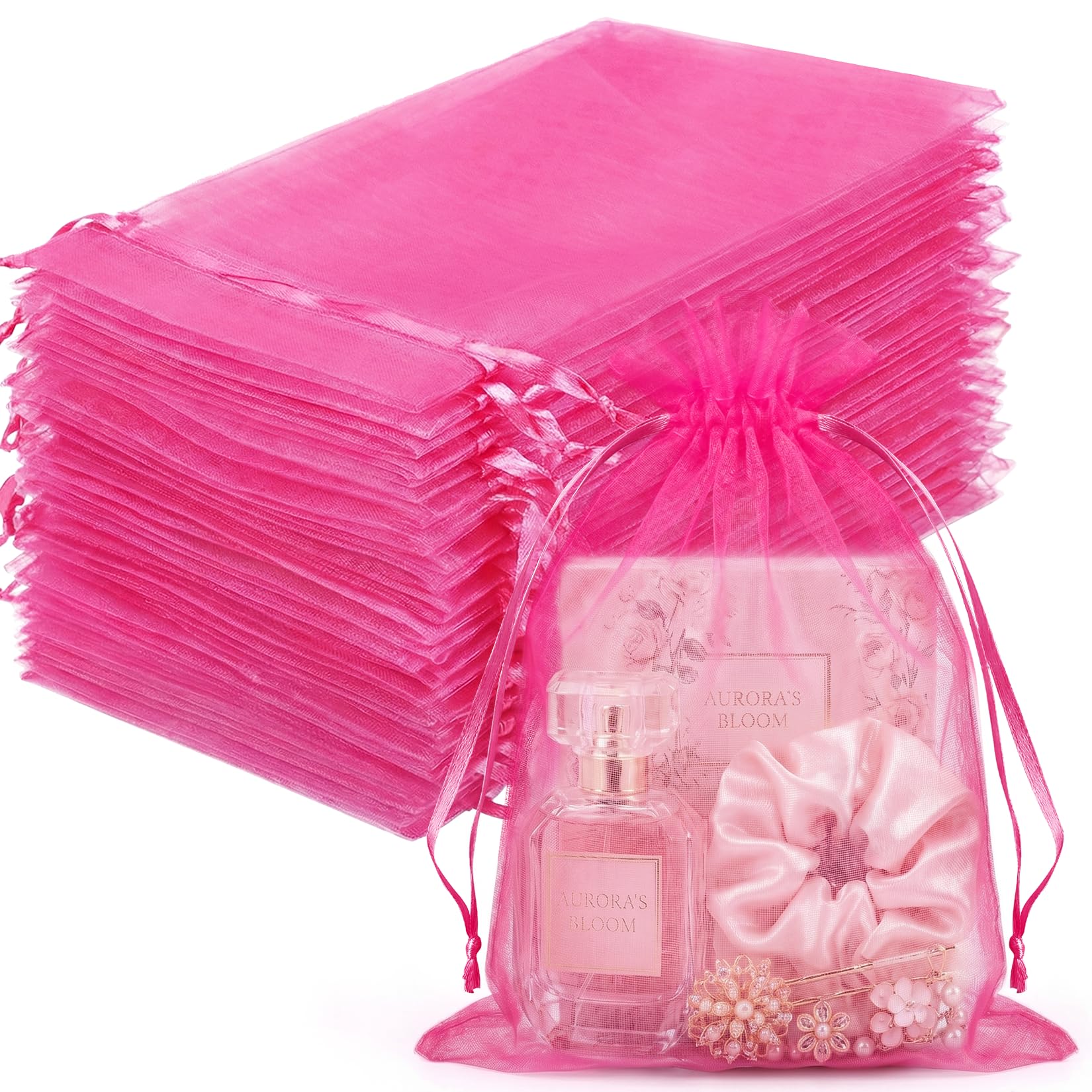 White Organza Bags - 100 Pcs Gift Bags -31