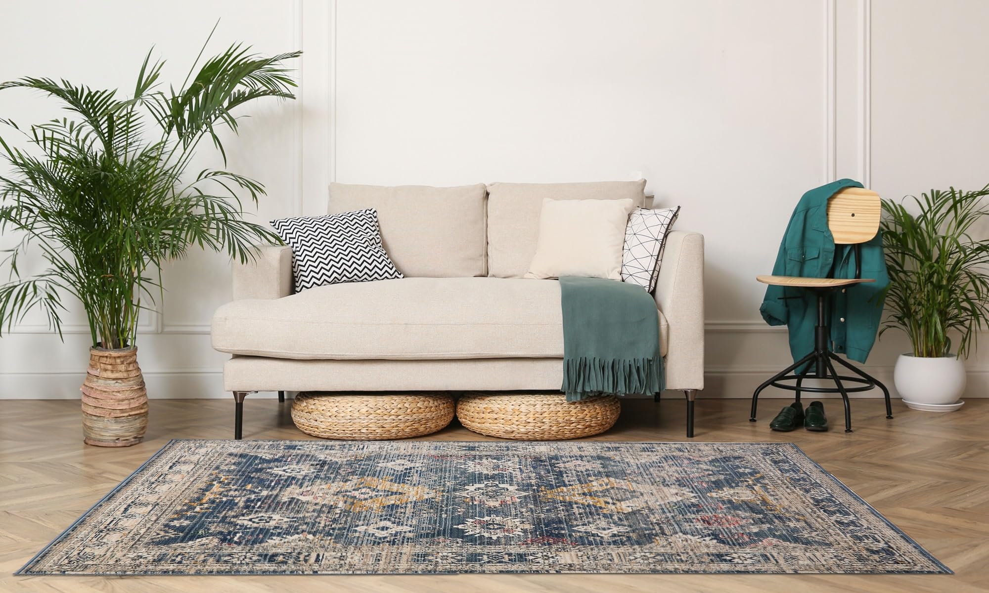 Lord of Rugs Nova Traditional Rug for Living Room Bedroom Classic Carpet Quality Soft Vintage Floral Medallion Patterns Area Rug Lillian Blue Small 80x150 cm (2'6"x5') โ image 1