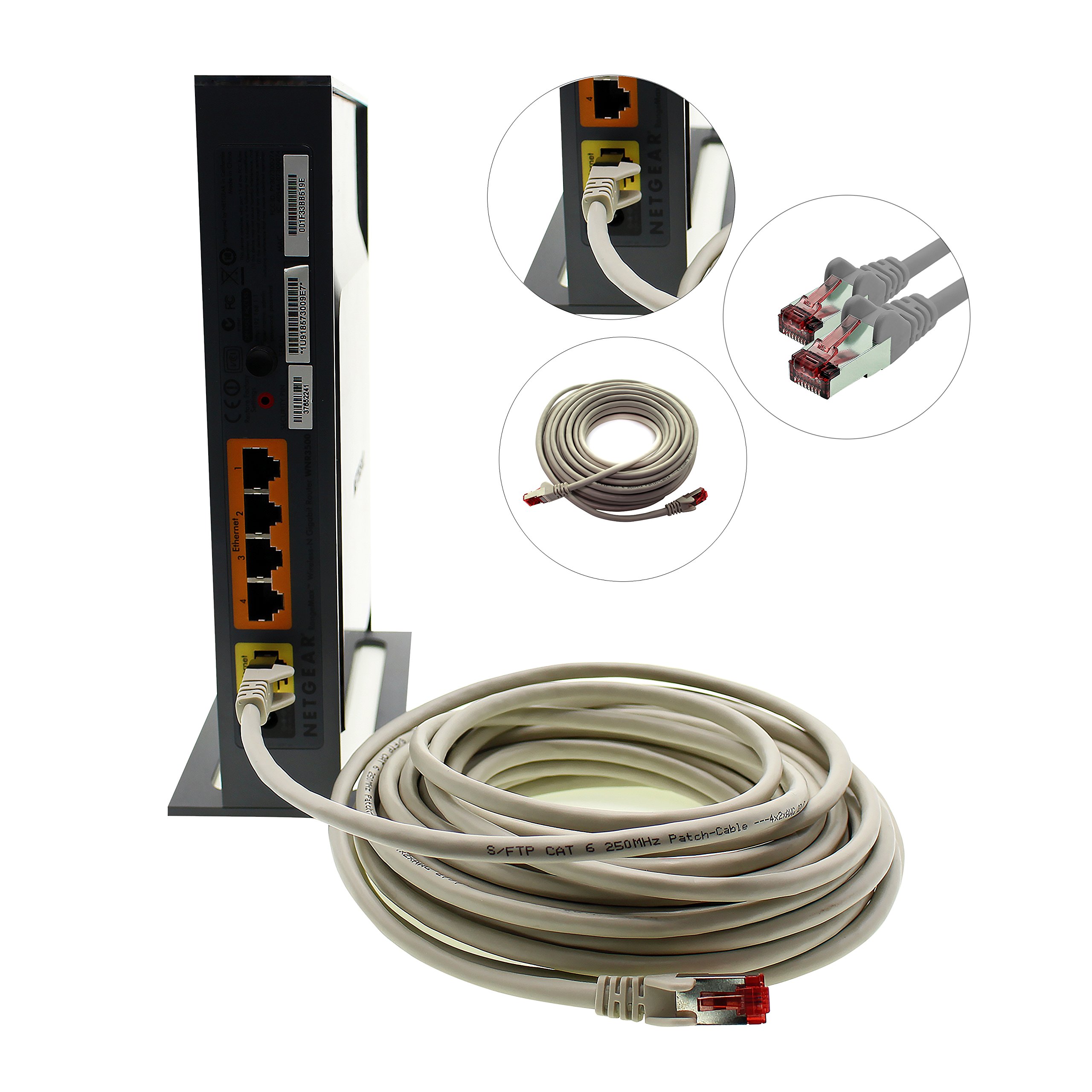 10m - gris - 10 piezas - CAT6 Ethernet LAN cable de red SET 1000 Mbit/s Patchkabel CAT6 S-FTP Doble blindado PIMF 250MHz halógenos compatible con CAT5 CAT6a CAT7 CAT8, Patch Panels
