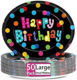 Happy Birthday Oval Paper Plates