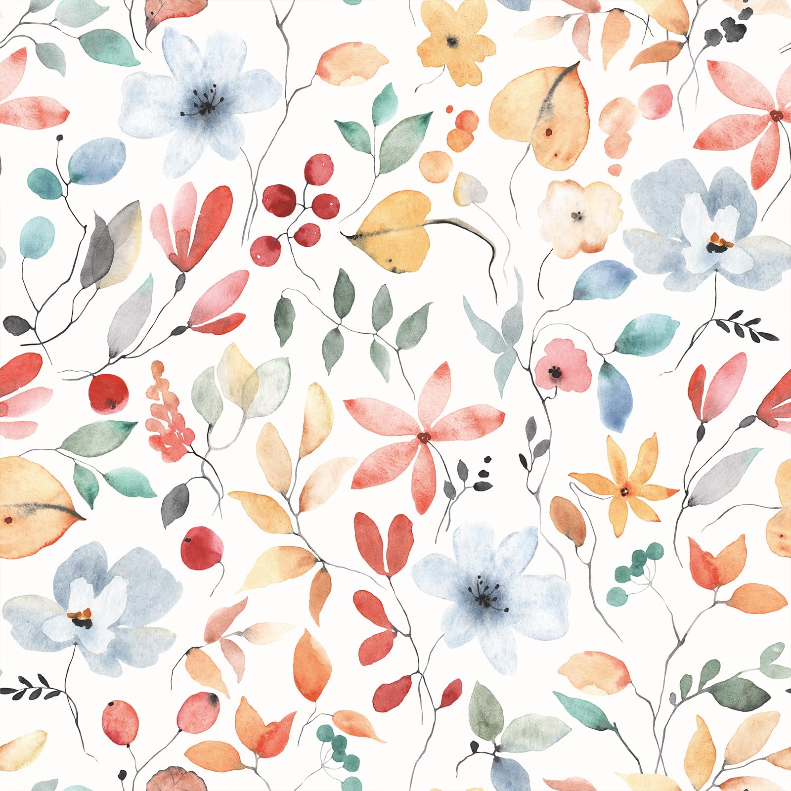 Papier peint floral sauvage VEELIKE 45x900 cm aquarelle adhésif pour chambre