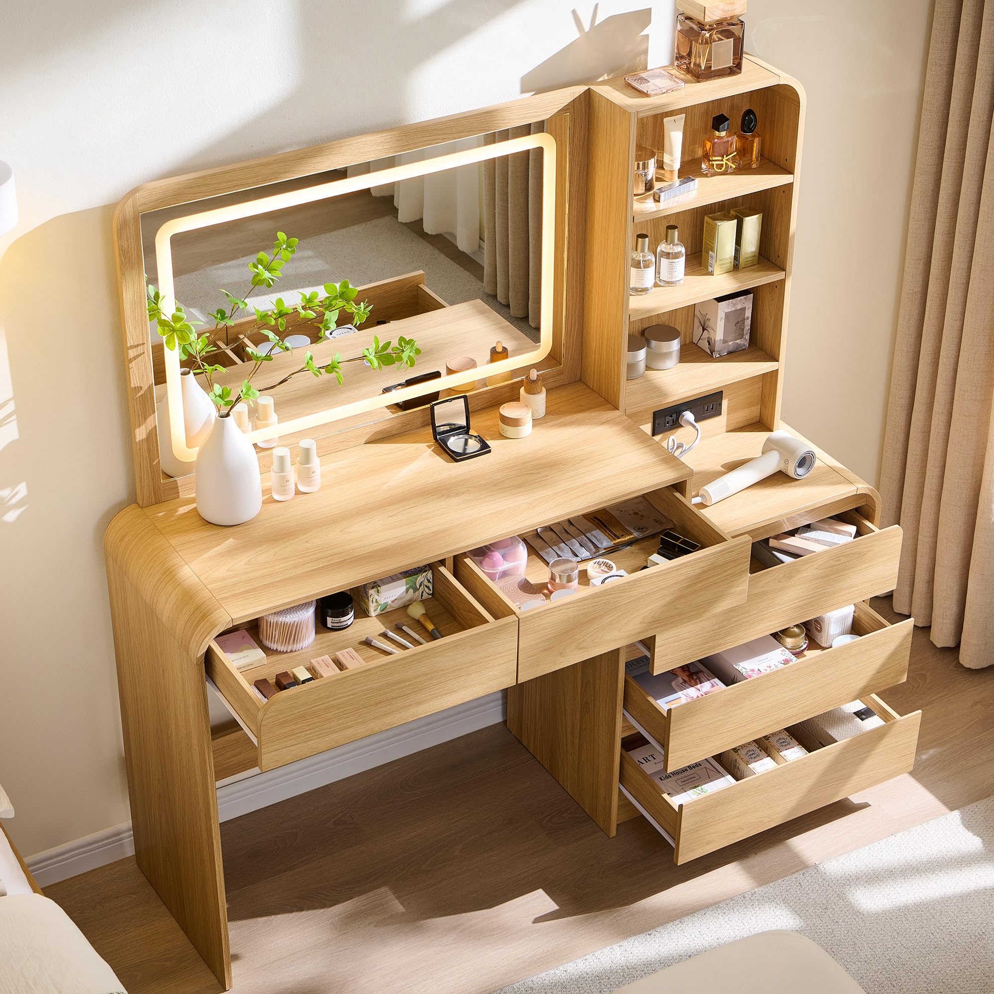 Best Makeup Vanity for Bathroom: 2026 Picks 2 Aitjunz Vanity Desk with Mirror and Lights, 50” Modren Makeup Vanity with 35.43' — product photo