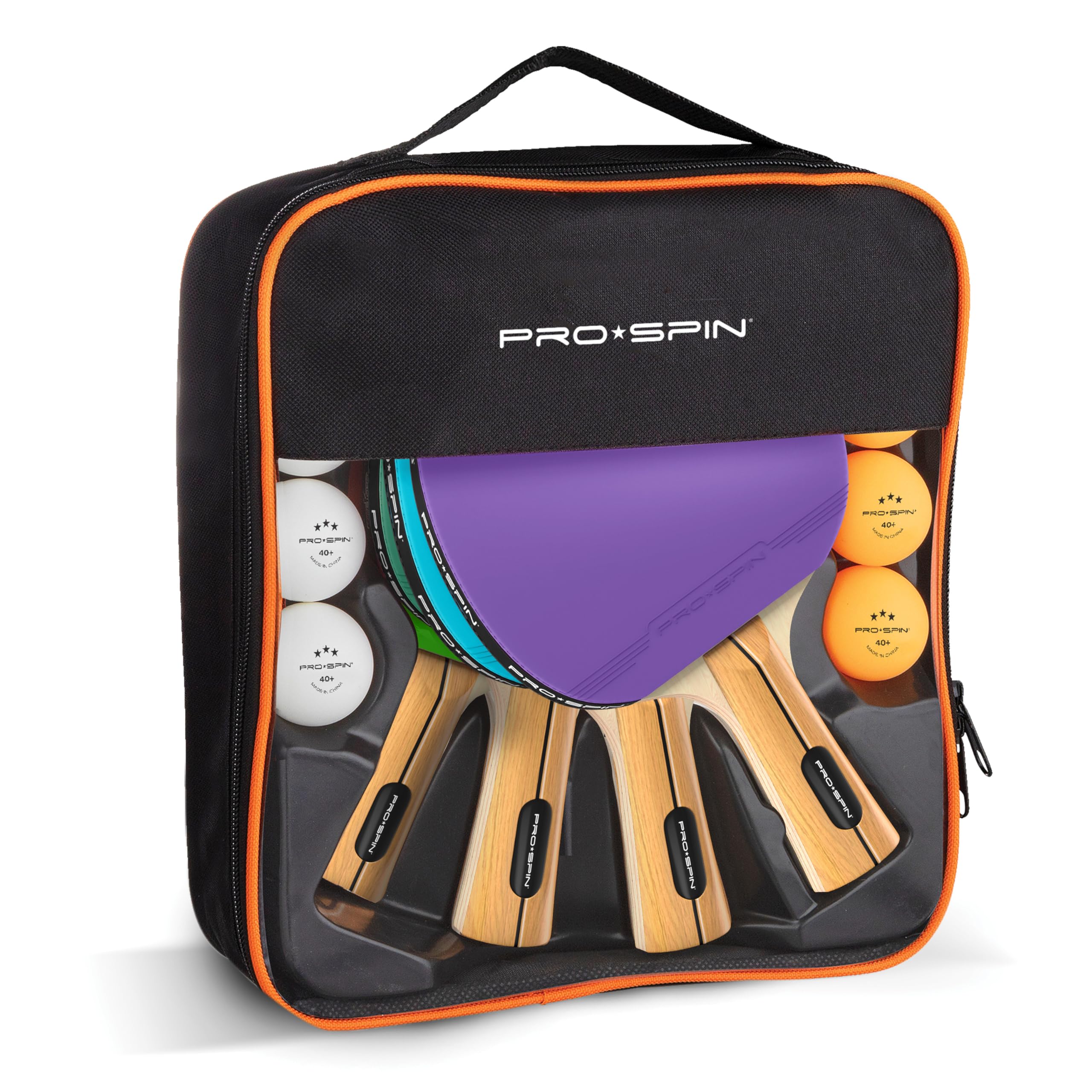 PRO-SPIN Racchetta Ping Pong | Set Professionale con Racchette da Tennis da Tavolo Premium, Palline Ping Pong 3 Stelle e Custodia | Per uso interno ed esterno