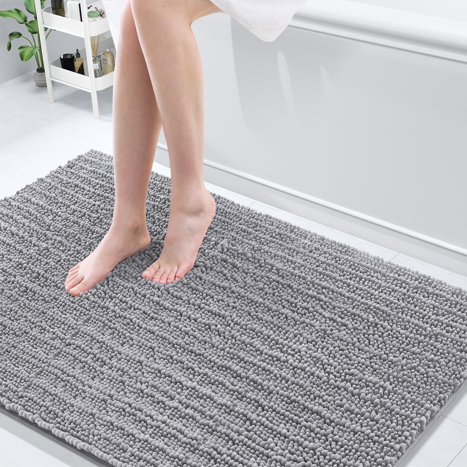 Arotive Luxury Chenille Bathroom Rug Mat, Extra Soft Thick Absorbent Shaggy Bath Rugs, Non-Slip Machine Wash Dry, Plush Bath Mats for Bathroom, Shower