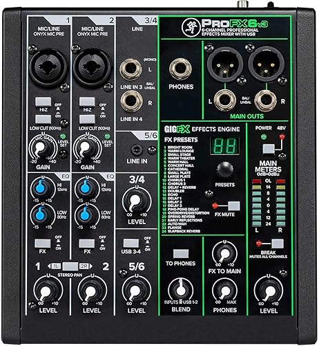 Kit de grabación de podcast para 2 personas con mezclador Mackie ProFX6v3 v3brazos de pluma