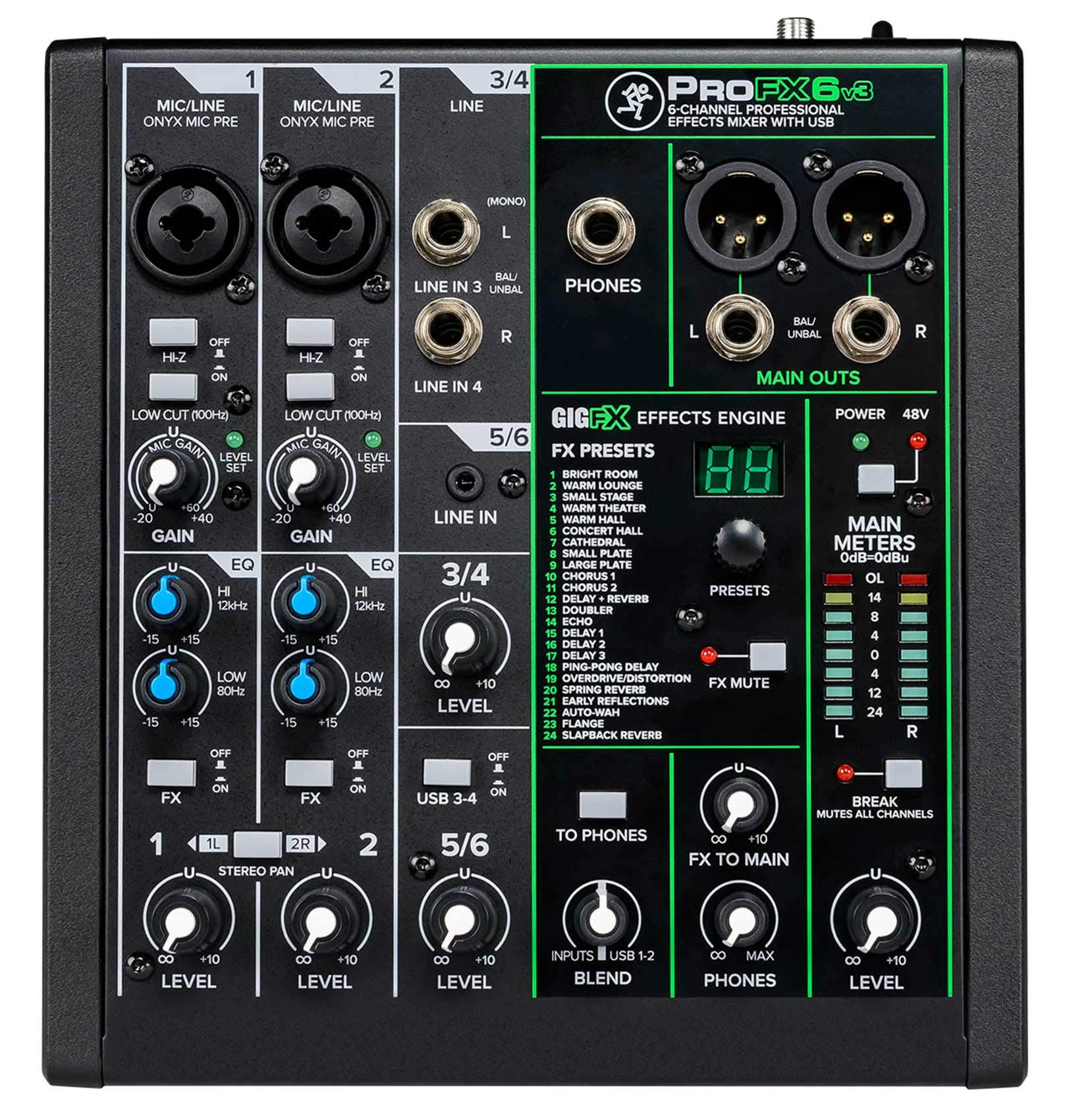 Audiosavings Bundle: Mackie ProFX6v3 6-Ch Professional Effects Mixer Bundle with Mackie HM-4 Headphone Amplifier+(2) Headphones+(2) Microphone+Cable+Stand+ (9 Items)