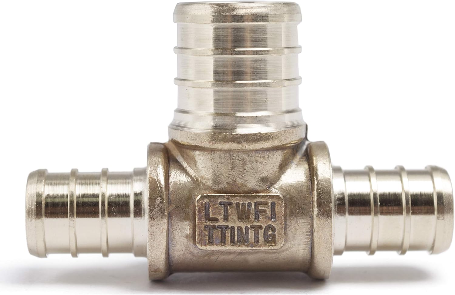 LTWFITTING No Lead Brass PEX Crimp Fitting 1/2-Inch x 1/2-Inch x 3/4-Inch PEX Reducing Tee (Pack of 25)