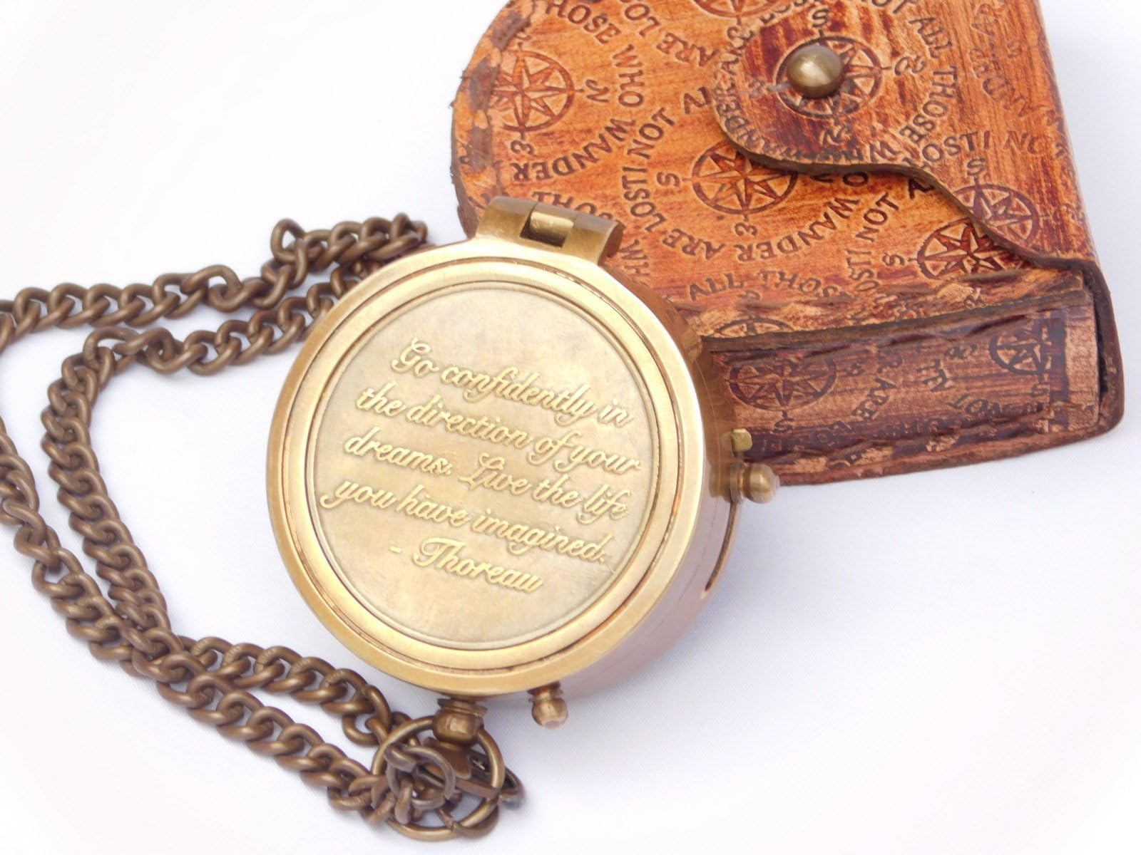 NEOVIVIDThoreau's Go Confidently Quote Engraved Compass, Graduation Gifts, Birthday Gifts for Son, Compass Gifts for Men, Graduation Gifts Boys, Camping, Boating, Hiking