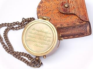 Neovivid Thoreau's Go Confidently Quote Engraved Compass with Stamped Leather case