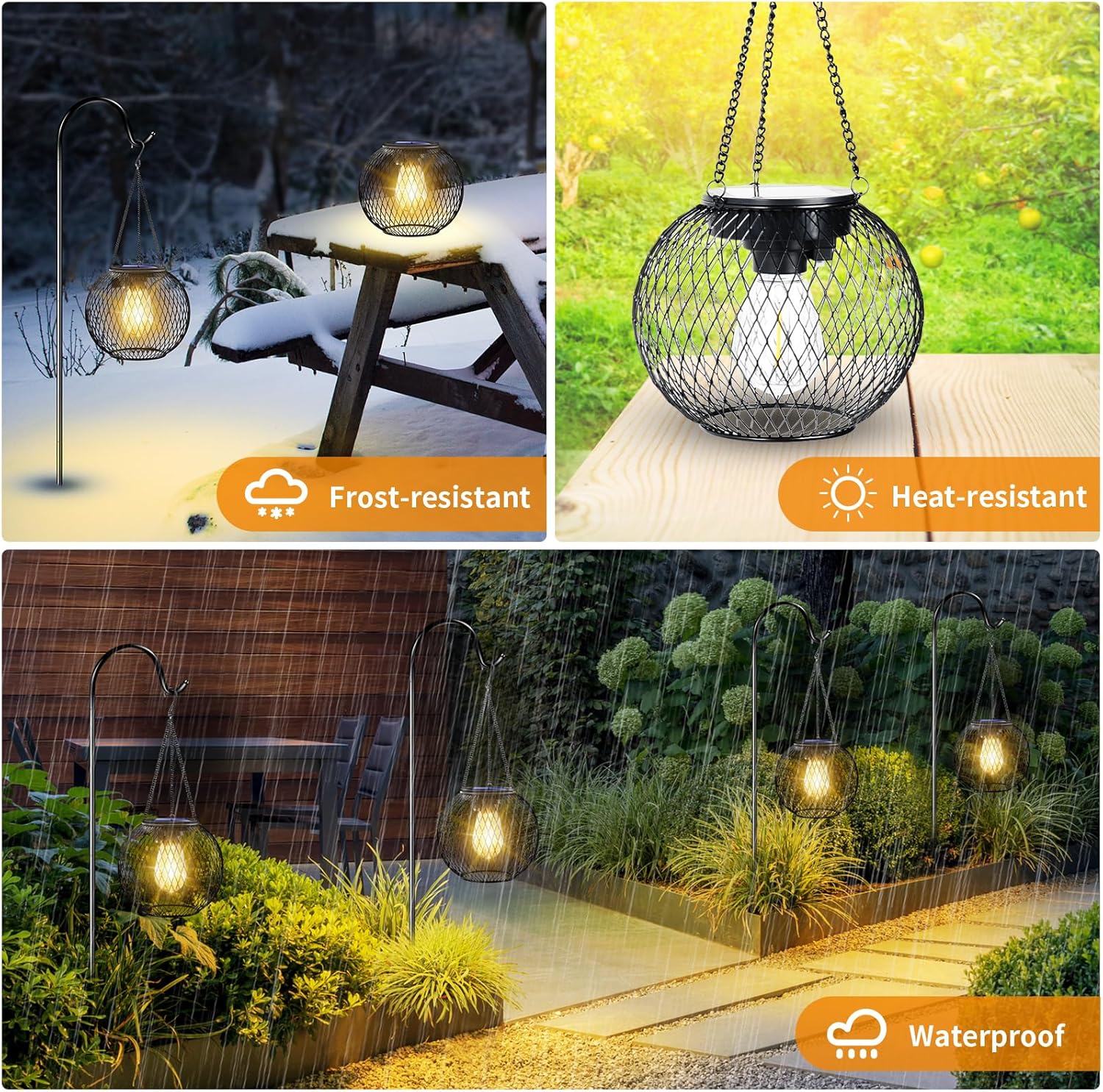 UBright Solar Outdoor Lights Upgraded Hanging Solar Lantern Metal