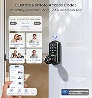 Vista 4 de Veise VE028 - Cerradura inteligente Wi-Fi integrada con perilla, entrada sin llave de huellas dactilares con asa, control remoto de aplicación