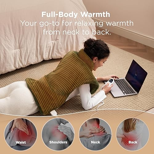 Miniatura 10 de Bedsure Almohadilla térmica con peso para aliviar el dolor de espalda, almohadilla térmica eléctrica para cuello y hombros, almohadilla térmica con