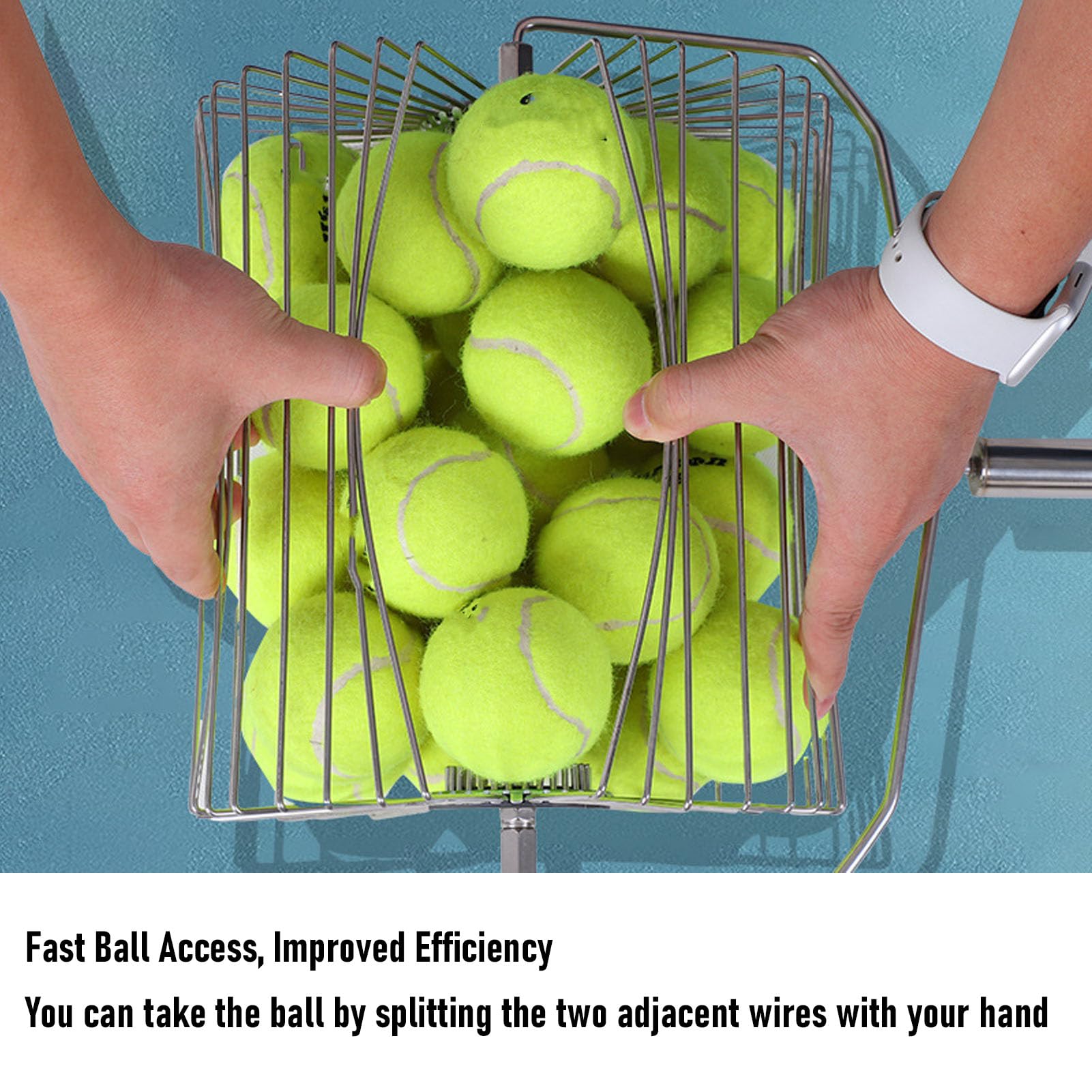 Jenngaoo Tennisball Picker Tragbarer Tennisball Sammler aus Edelstahl (L)