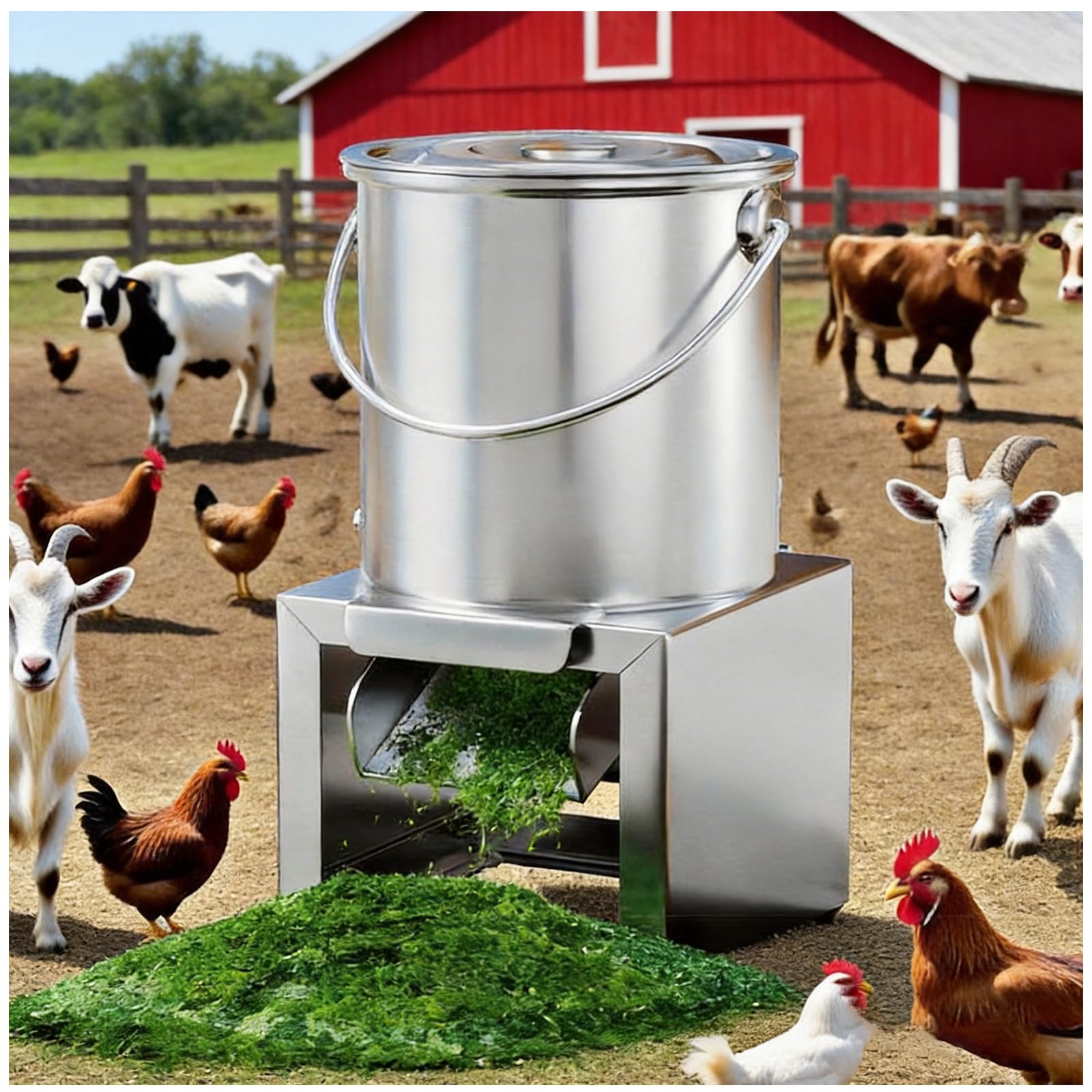 ZTGL Household Breeding Crusher, 1800w Heavy-Duty Vegetable Chopper, Stainless Steel Food Processor With Large Feed Port For Poultry Feed & Animal Feeding,1800W