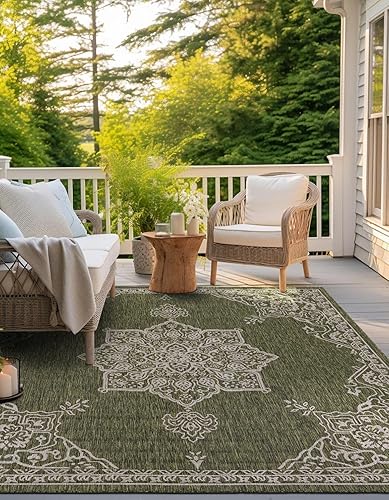 Miniatura 22 de Unique Loom Outdoor Traditional Collection - Alfombra de área, estilo antiguo (2' 7" x 10' Corredor, Gris carbón/Natural)