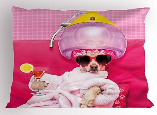 Miniatura 7 de Ambesonne Funda de almohada para amantes de los perros, siluetas de diferentes razas de perros, Chow Chow Shepherd Pinscher Spaniel, funda de