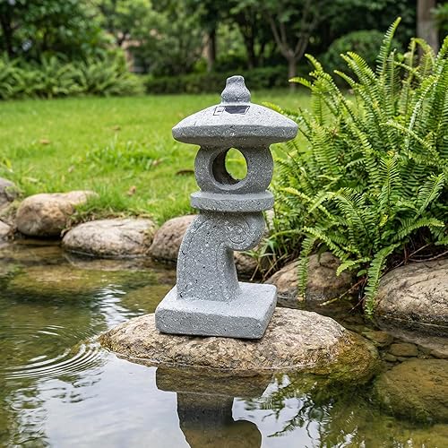 14’’ High Asian Solar-Powered Zen Pagoda Garden Statue LED Light