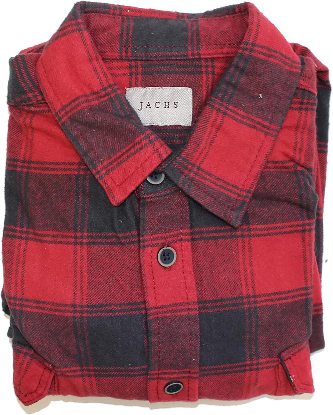 Jachs Men's 9oz Cotton Flannel Brawny Flannel Shirt Button Down (XX-Large, Red/Grey)
