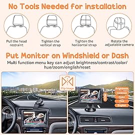 Rohent Baby Car Monitor for Newborns - HD 1080P Rear-Facing Car Seat Camera with 4.3\'\' Display, 360 Adjustable, Easy DIY Installation for 0-6 Months Infants Safety, Fits SUVs, Trucks, Sedans