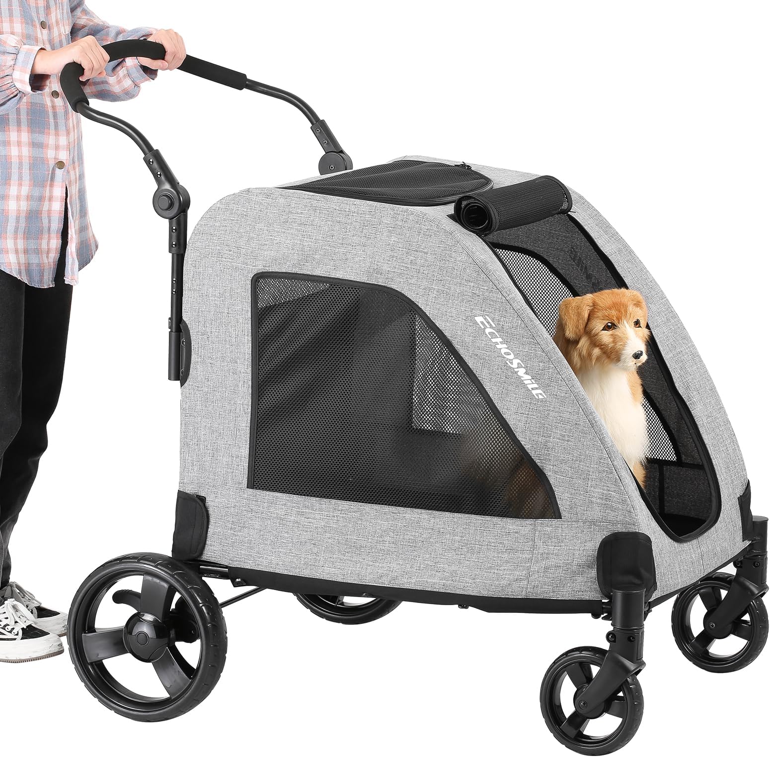 EchoSmile XL Extra Large Dog Stroller Adjustable Handles
