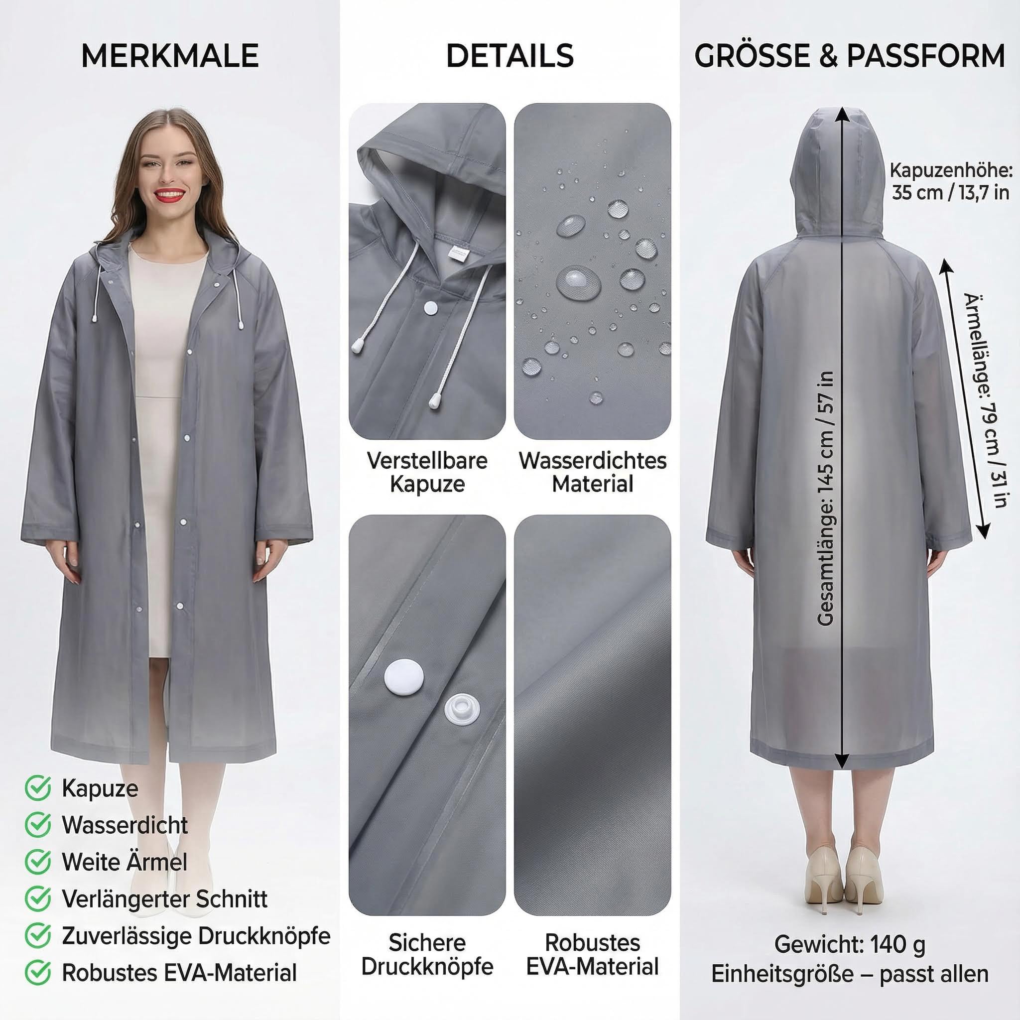 2 Stück Regenponcho Damen und Herren Wasserdicht Atmungsaktiv Regenjacke Regenschutz Reganmantel für Festival Konzert Camping Wandern Angeln Sport