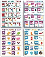Vista 2 de Sproutbrite Paquete de 12 carteles educativos para niños pequeños (12 x 16 pulgadas), vocales fonéticas, gráficos de artes del lenguaje