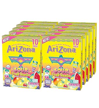 AriZona Fruit Snacks, Sour Lemonade - 0.9 oz Bags 100 Count
