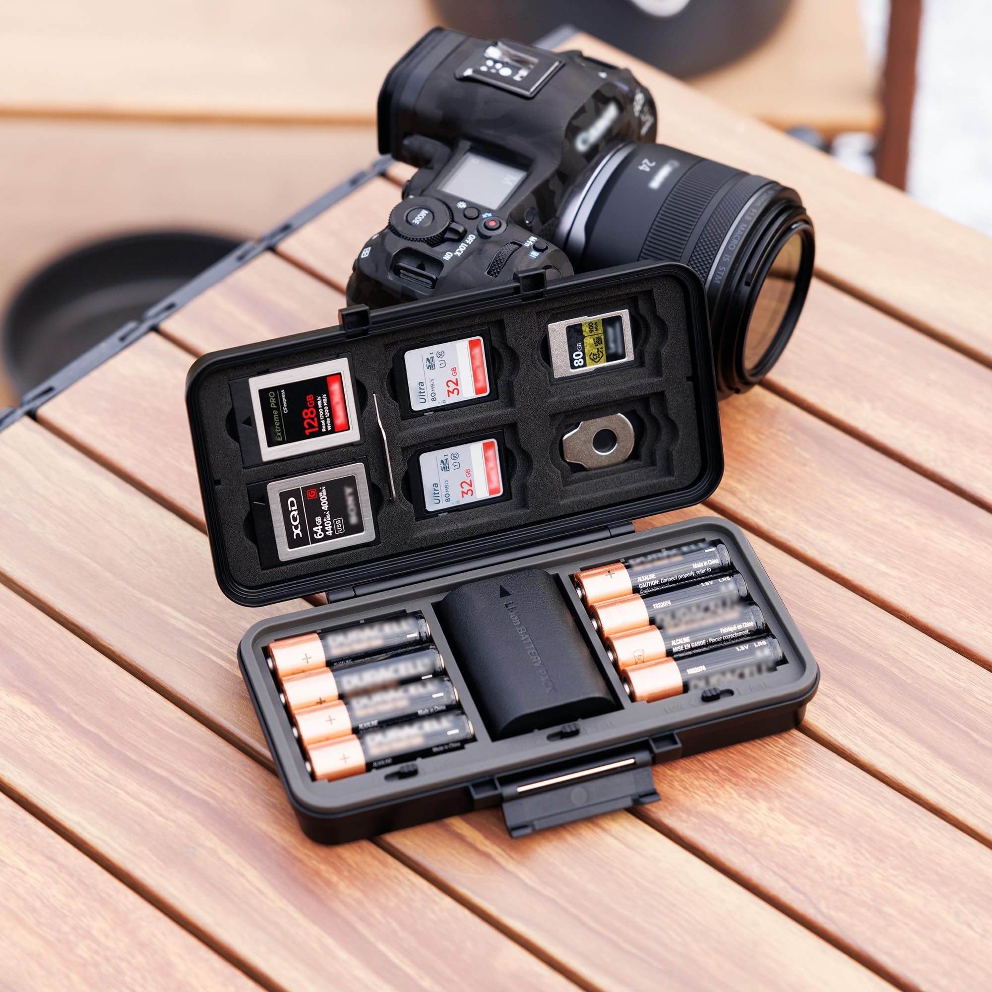 JJC Multi-Function Camera Battery Memory Card Storage Case for 6 SD Card,6 CFexpress Type-B/XQD Cards,5 CFexpress Type-A Cards,8 AA Batteries,3 Camera Batteries Holder Box for LP-E6 NP-FZ100 NPW235