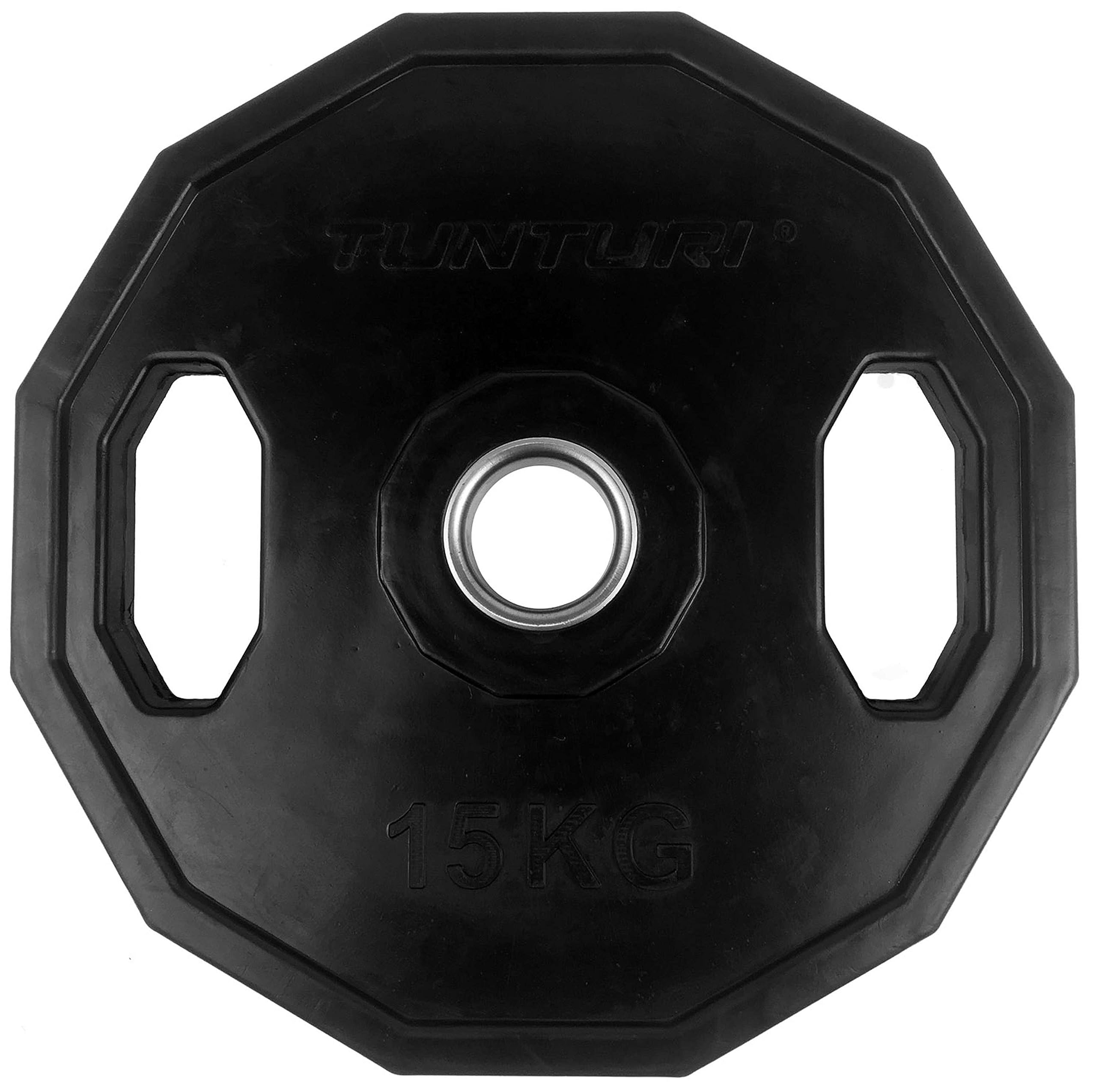 Tunturi Unisex Adult Weight Plates Olympic weigth Plate - Rubber weigth Plate 15.0kg, Single Plate - Black, 1