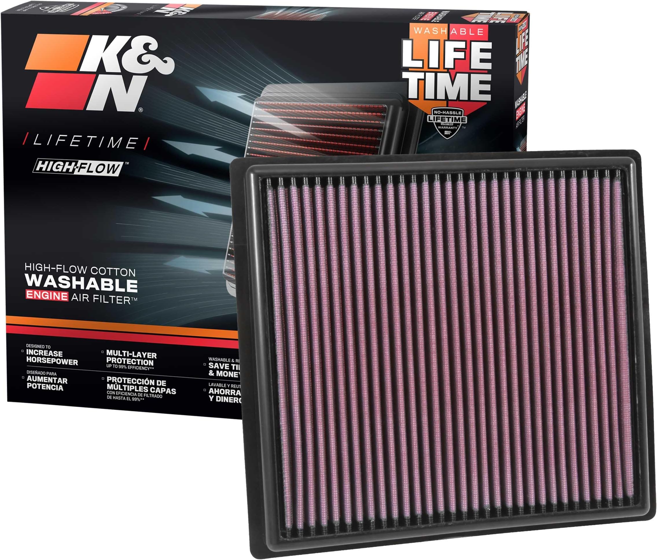 K&N Engine Air Filter: Increase Power & Towing, Washable, Premium, Replacement Air Filter: Compatible with 2015-2019 Chevy/GMC Colorado and Canyon, 33-5030