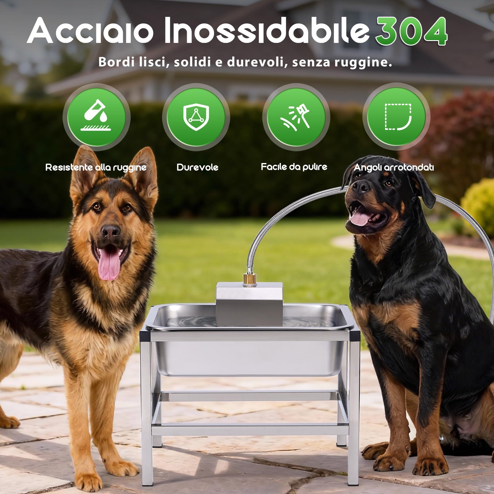 11L Abbeveratoio Automatico Cani,Ciotole Per Cagon Rialzate Con Stand In Metallo,Ciotola Galleggiante Cagonlion,Acciaio Inox Abbeveratoio per Cani da Esterno Gran Capacità per Cagon Medi E Grandi