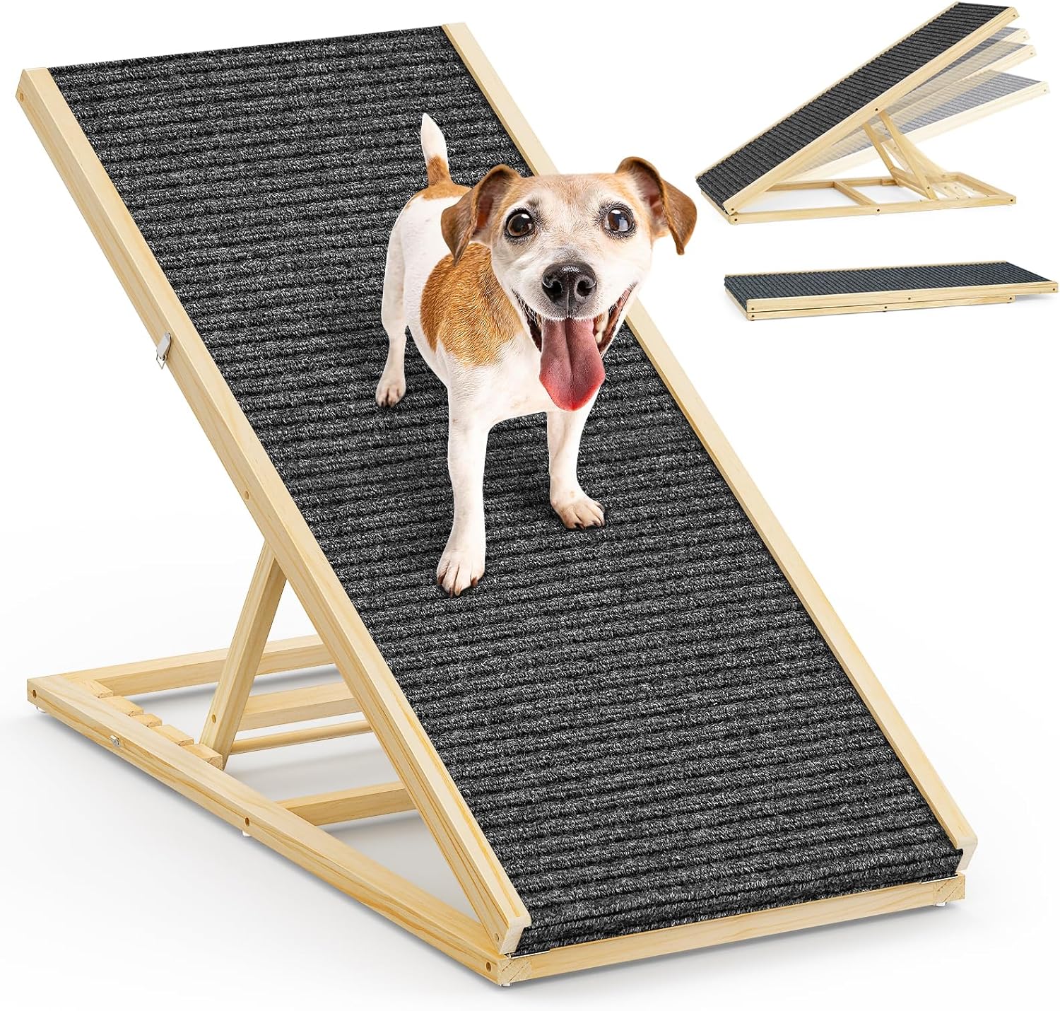 dog ramp for couch–non-slip,sturdy build foldable dog ramp–supports up to 200lbs – adjustable 12'' to 22''